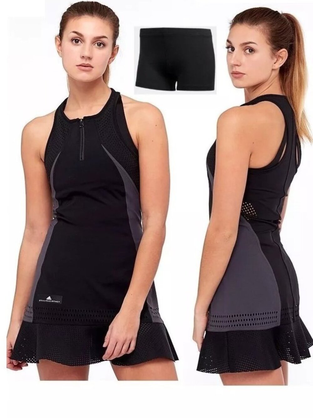 Nwt Adidas Stella McCartney Tennis Dress w/ BRA + SHORTS w/ ZIPPER skirt XS